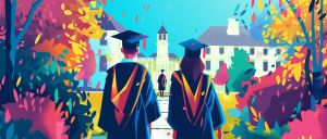Two academic researchers graduating university