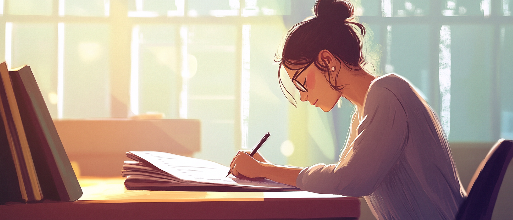 student writing a paper