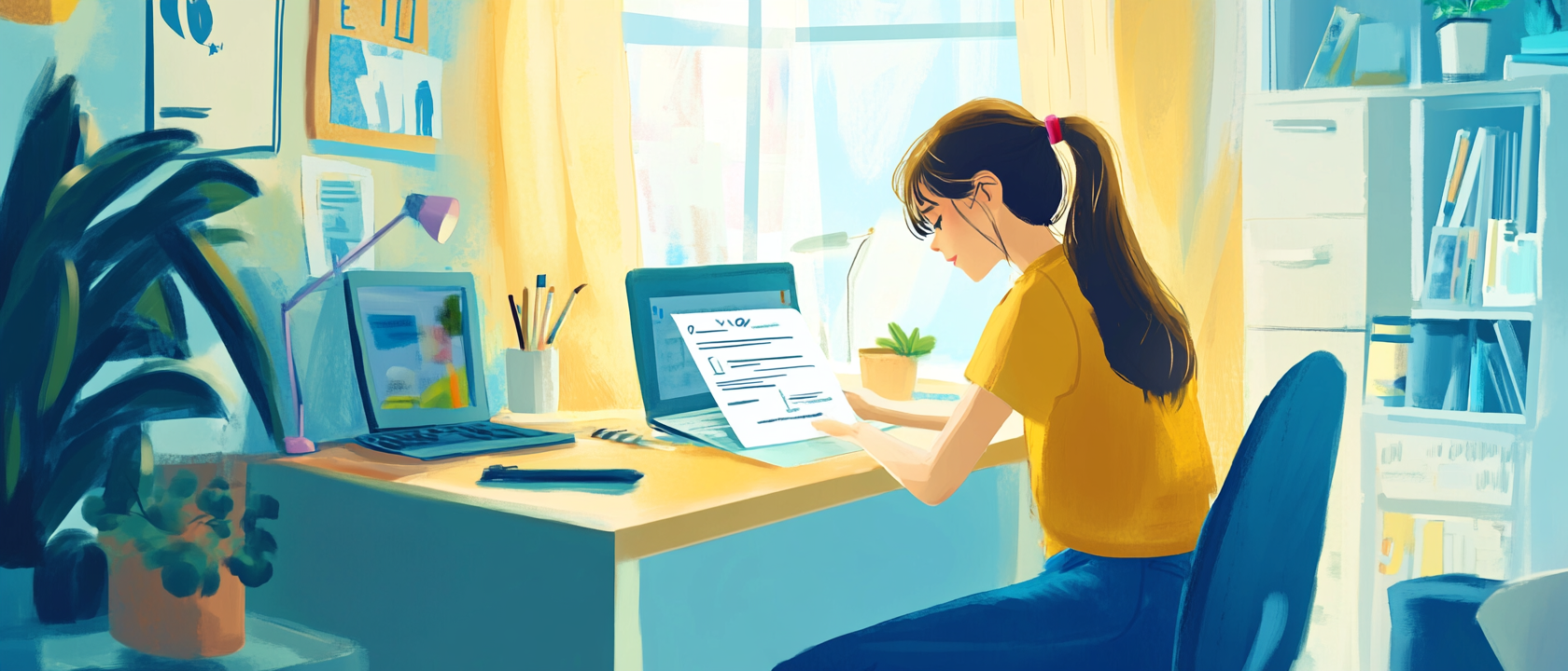 student studying English grammar