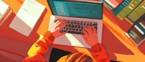 hands typing on a laptop