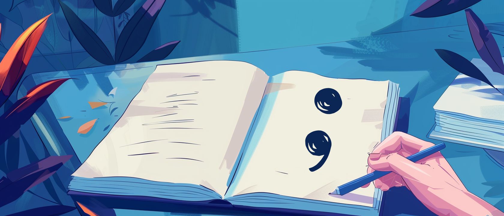semicolon on a notebook