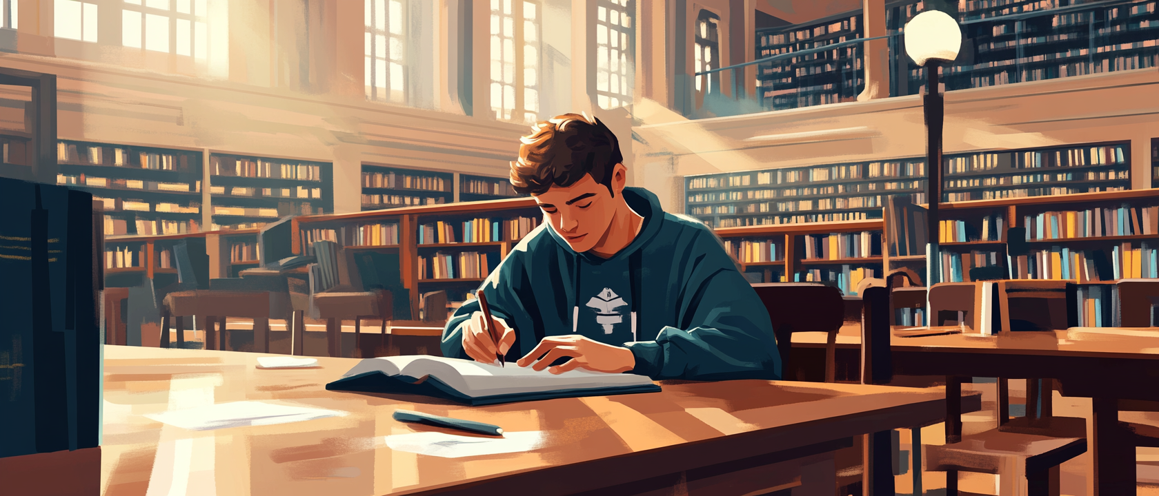 phd student writing his thesis