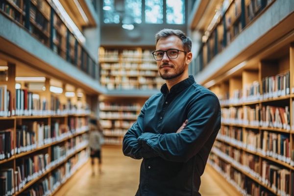Academic in a library